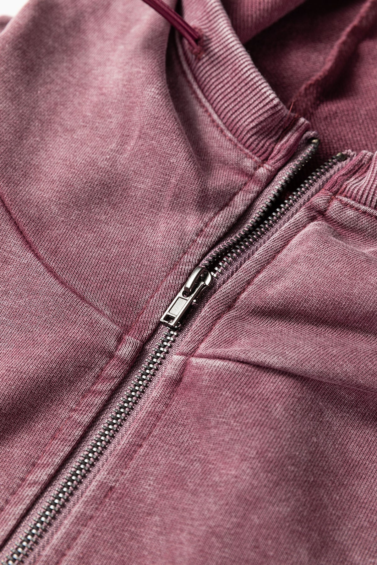 Wild Ginger Half Zip Kangaroo Pocket Mineral Wash Baggy Hoodie