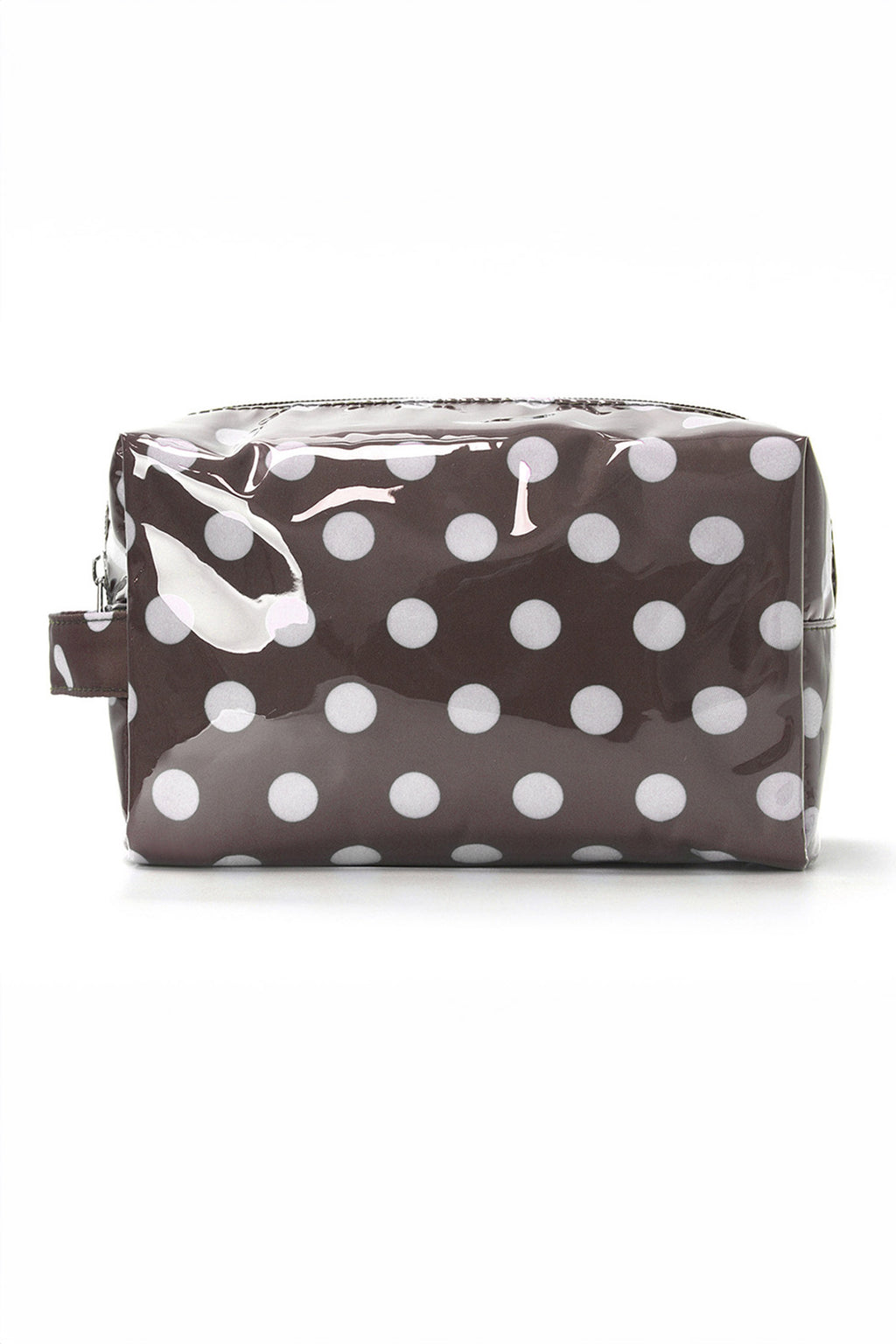 Coffee Durable PVC Polka Dot Makeup Bag