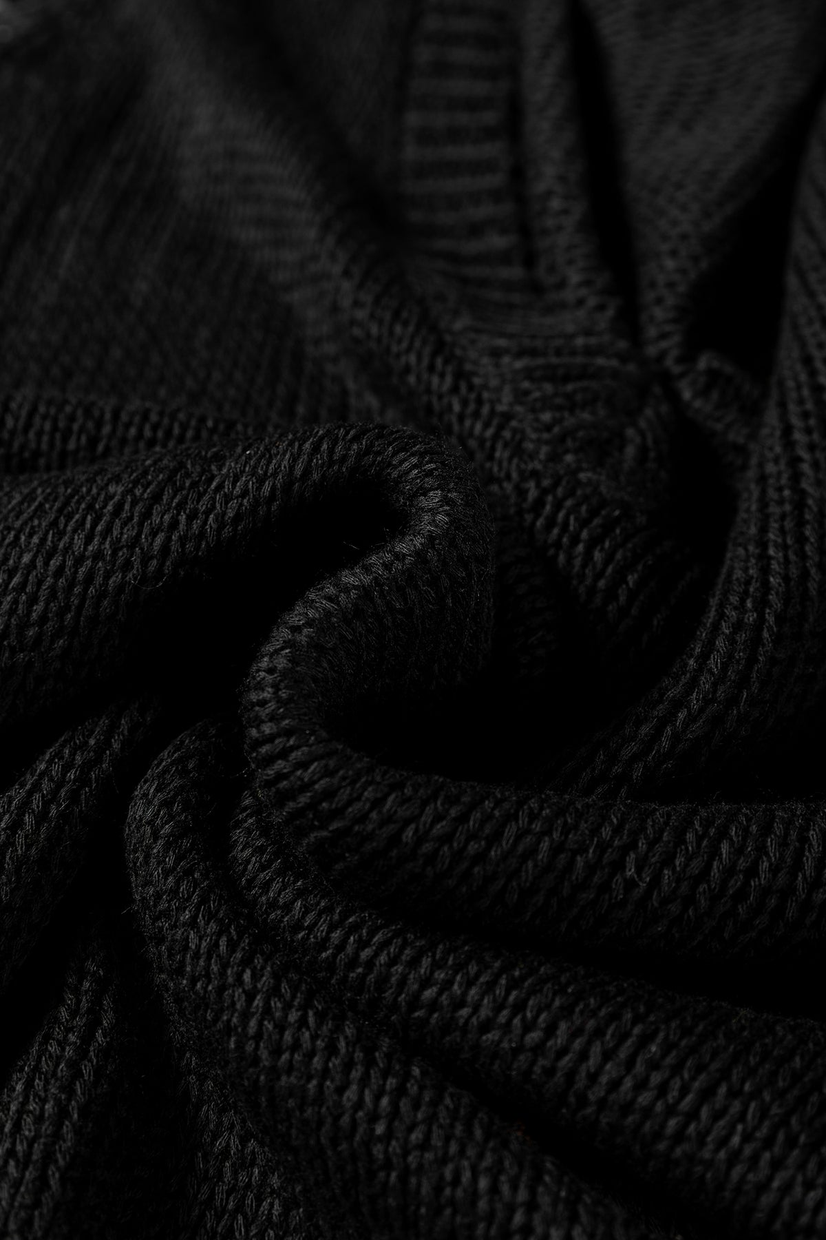 Black Solid V Neck Pointelle Knit Sleeve Patchwork Sweater