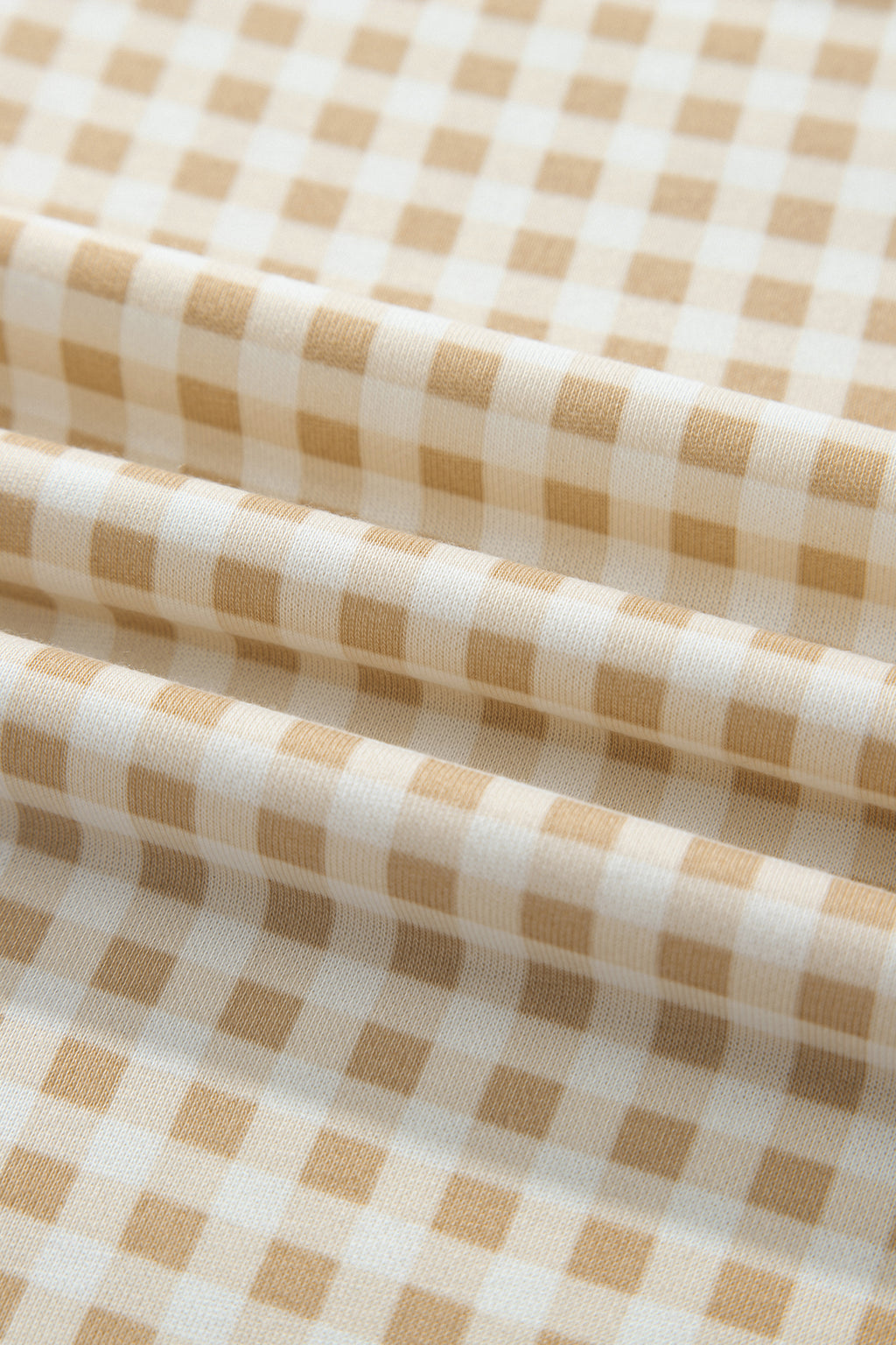 Brown Color Block Plaid Patchwork Long Sleeve Pullover Wide Leg Pant Set