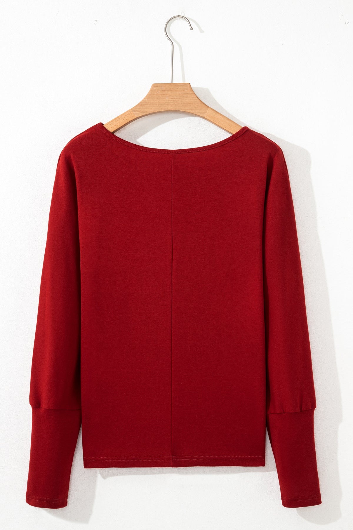 Four Leaf Clover Solid Color Extended Cuffs Long Sleeve Top