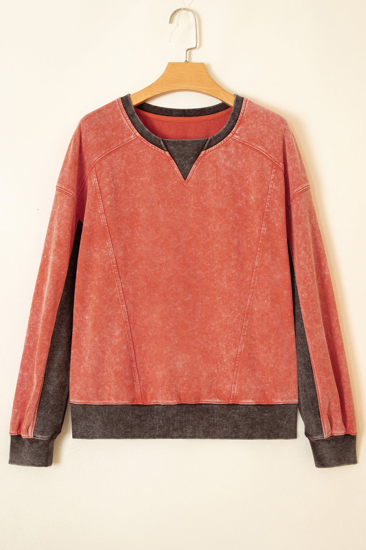 Flamingo Patchwork Colorblock Long Sleeve Vintage Regular Fit Sweatshirt