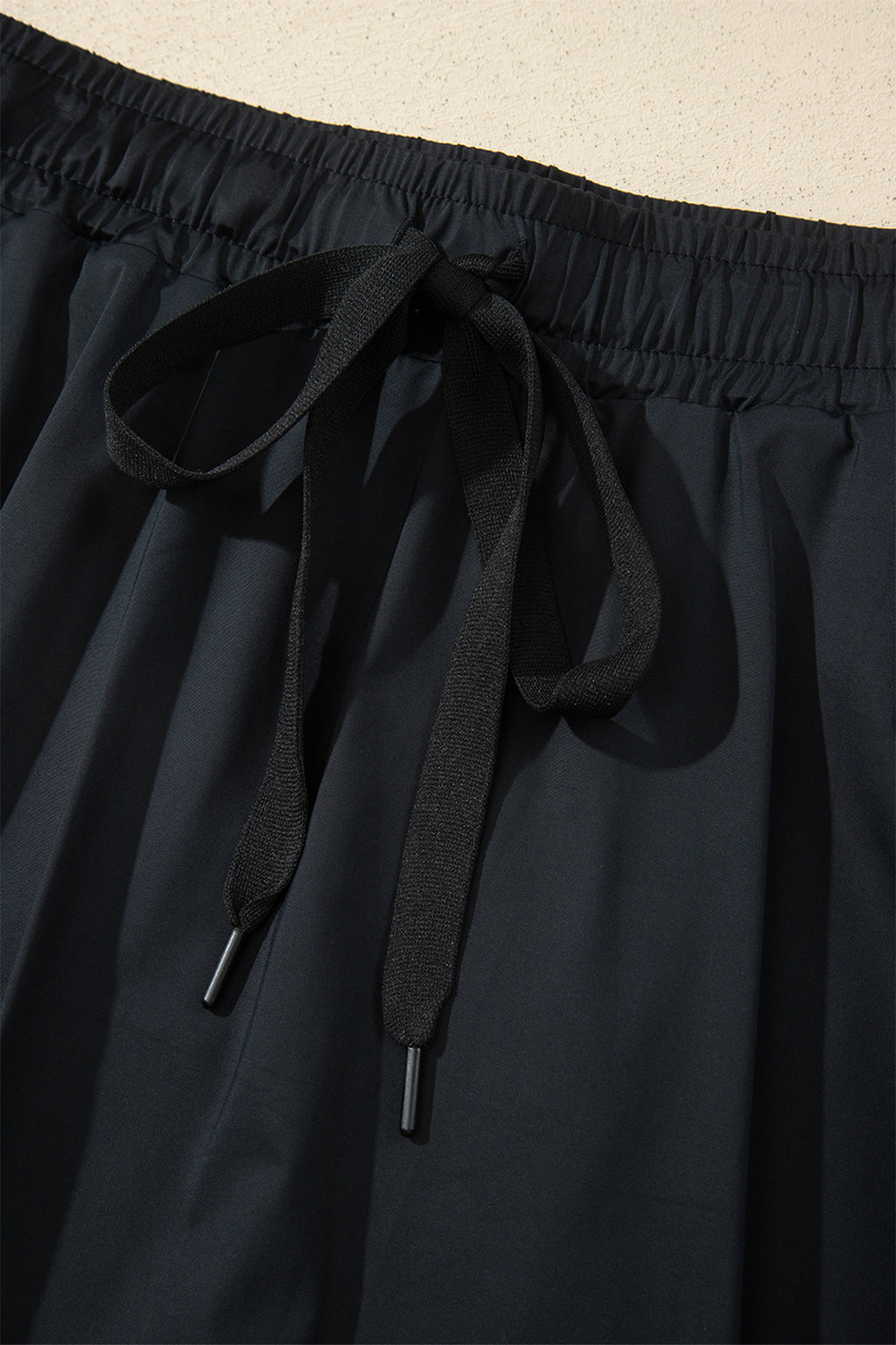 Black Plus Size Drawstring Waist Flared Tennis Skort