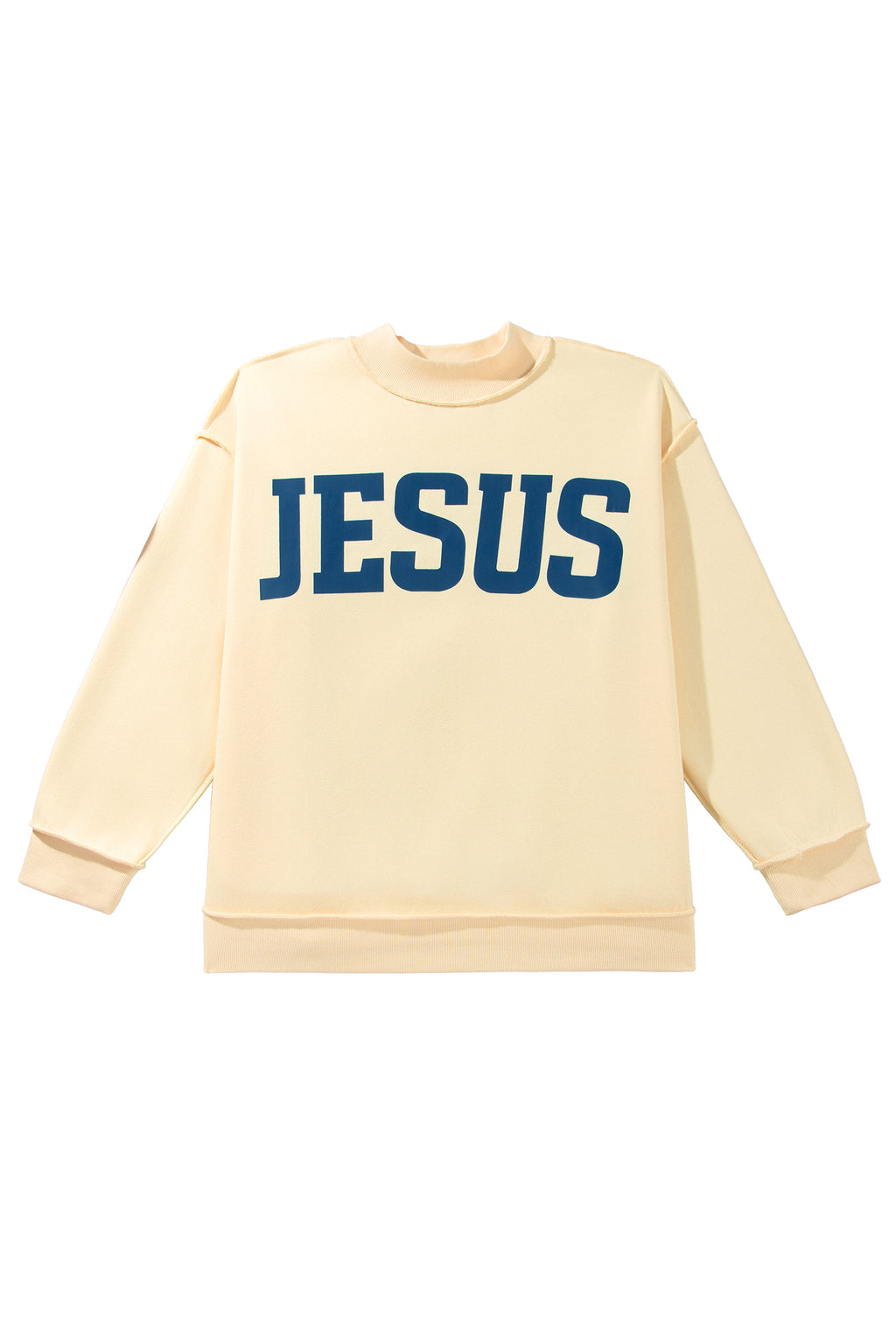 Light Grey Jesus Slogan Stand Neck Long Sleeve Oversized Tunic Plus Size Sweatshirt