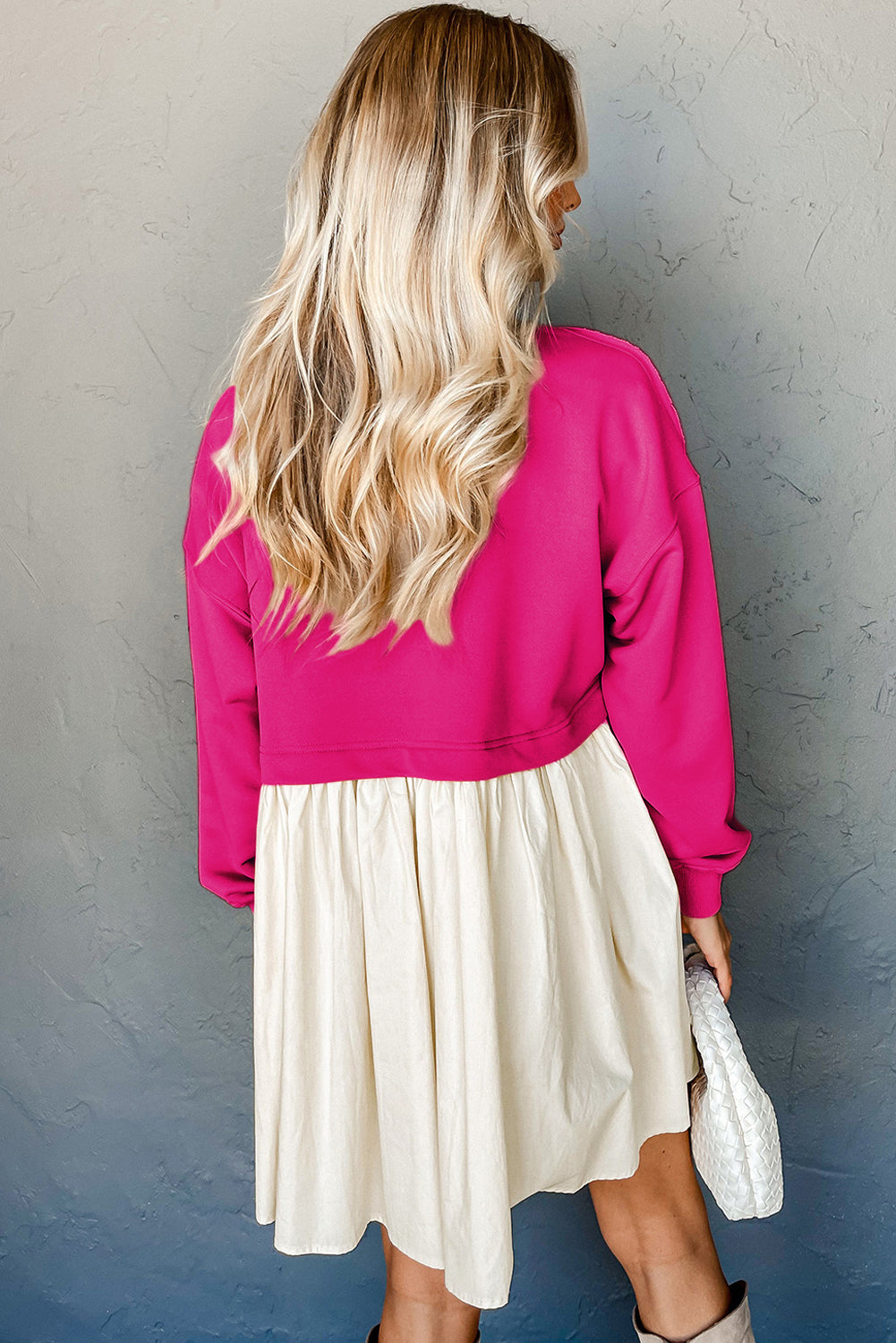 Pale Khaki Sweatshirt Poplin Mini Dress
