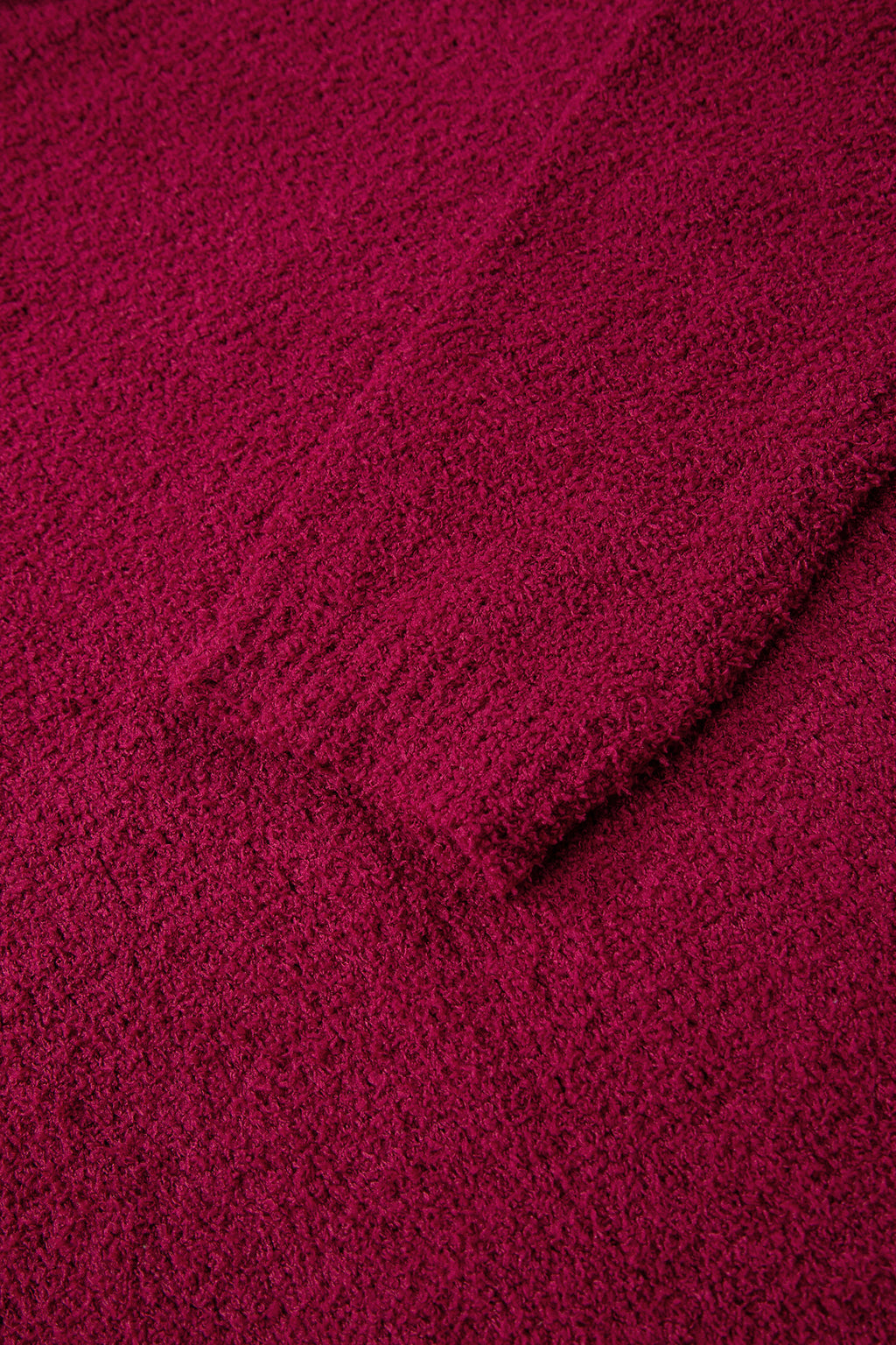 Burgundy Popcorn Mock Neck Solid Sweater