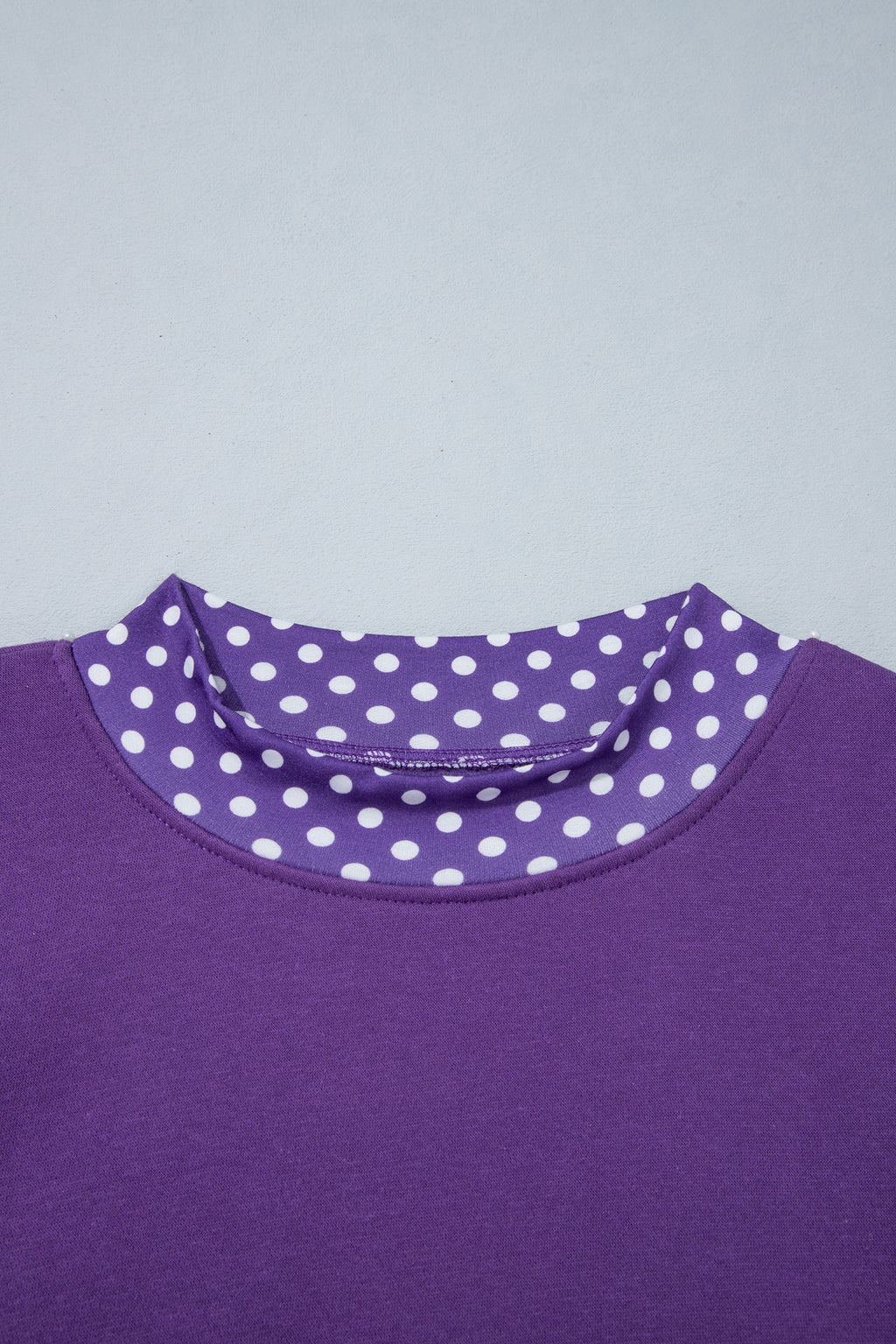 Brown Colorblock Polka Dot Contrast Trim Oversized Sweatshirt