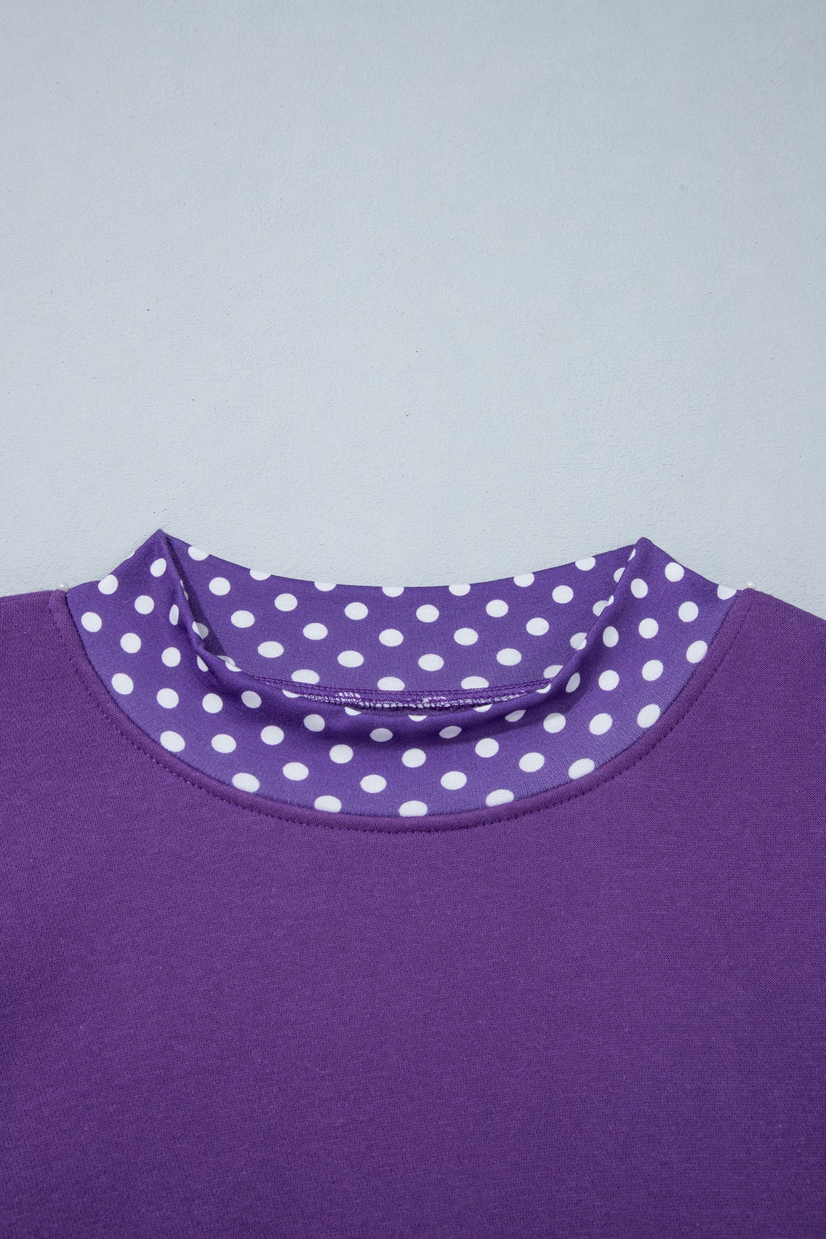 Brown Colorblock Polka Dot Contrast Trim Oversized Sweatshirt