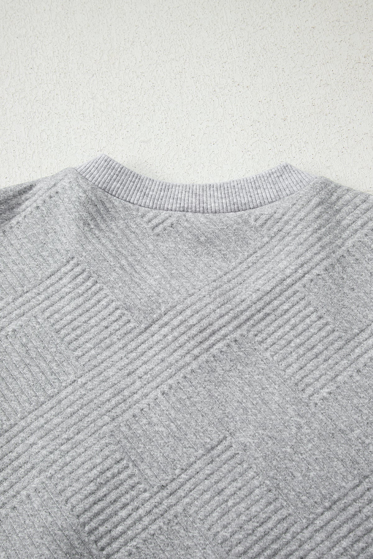 Medium Grey Trendy Textured Half Zip Loose Sweatshirt