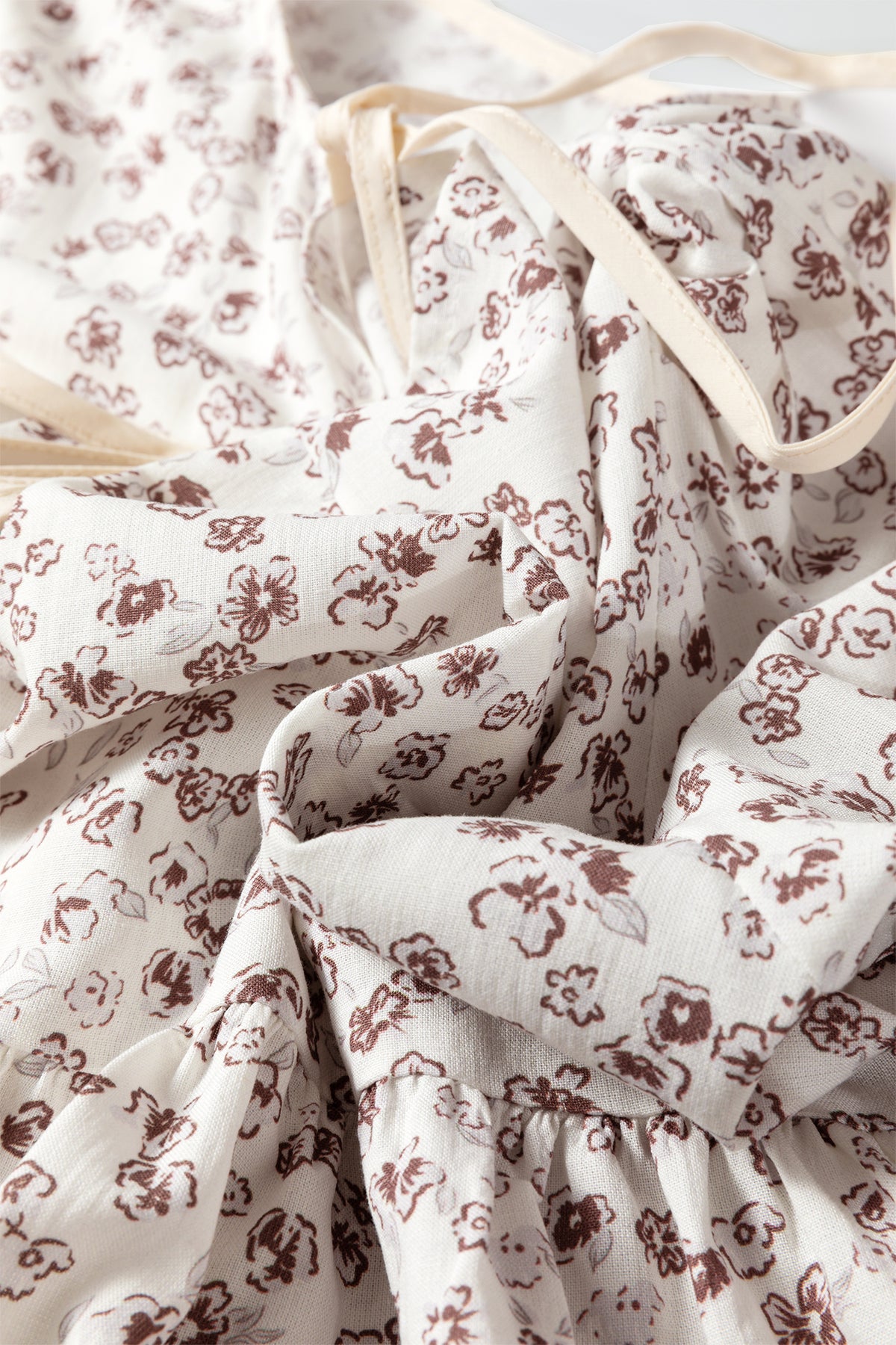 White Bow Tie Front Floral Print Flounce Sleeve Peplum Blouse