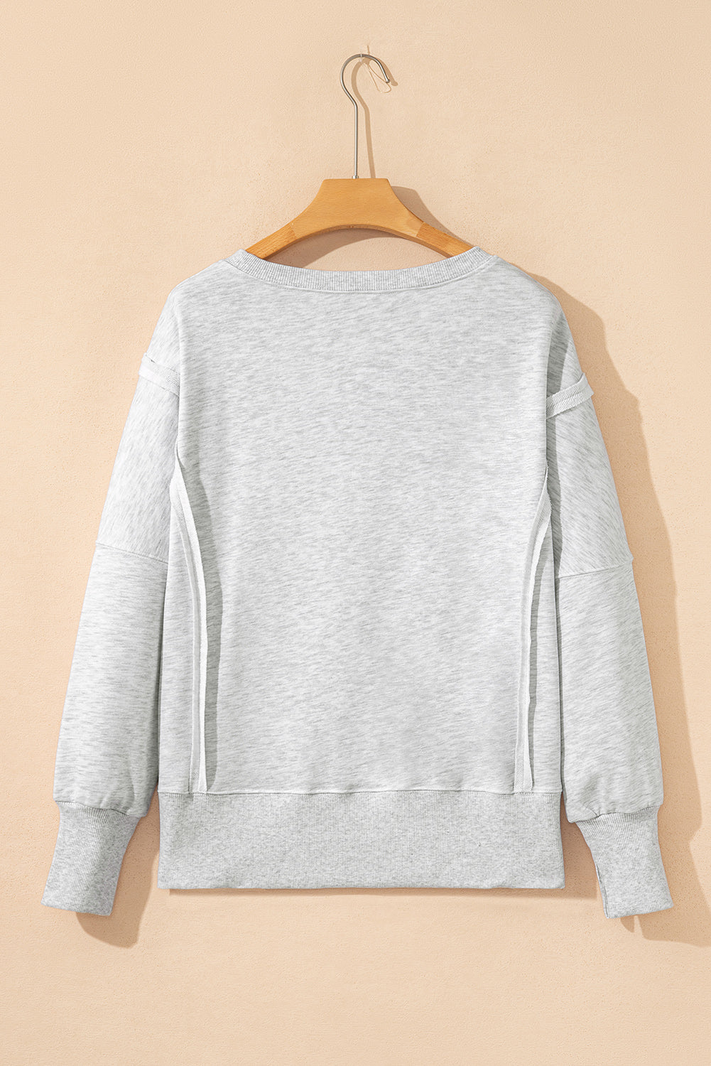 Light Grey Faded Varsity Print Loose Pullover Top
