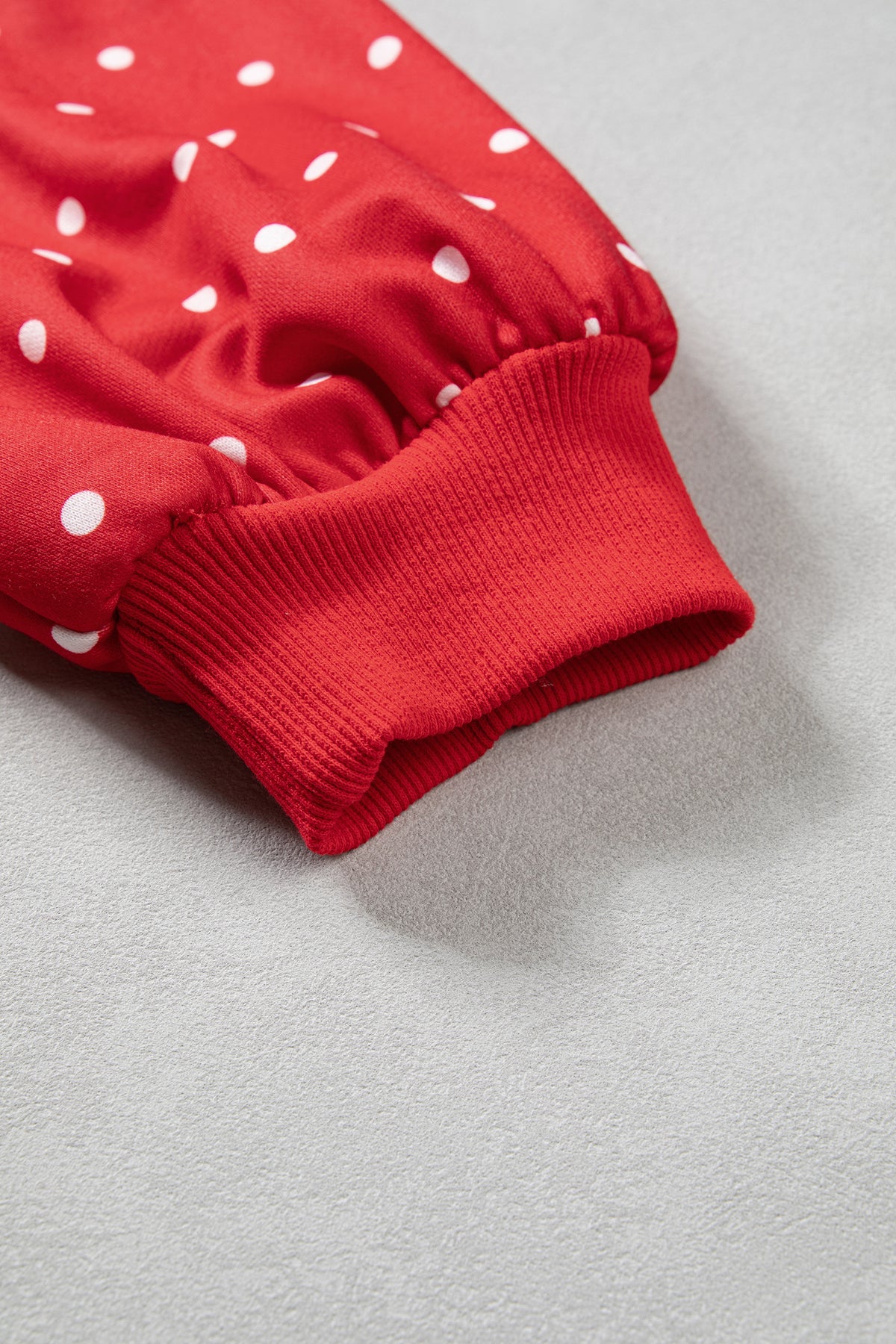 Pink Polka Dot Print Metal Button Collar Casual Pullover Sweatshirt