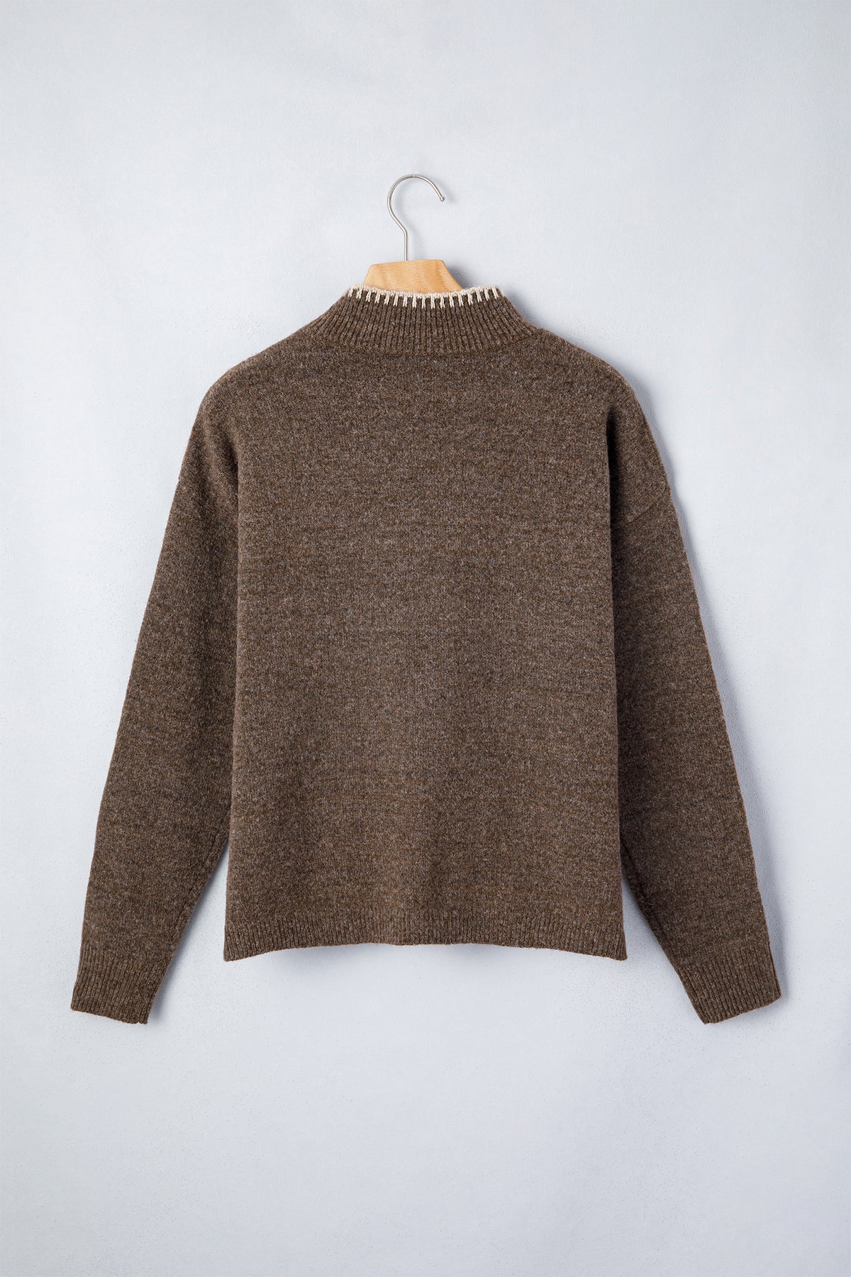 Chicory Coffee Floral Print Mock Neck Long Sleeve Sweater