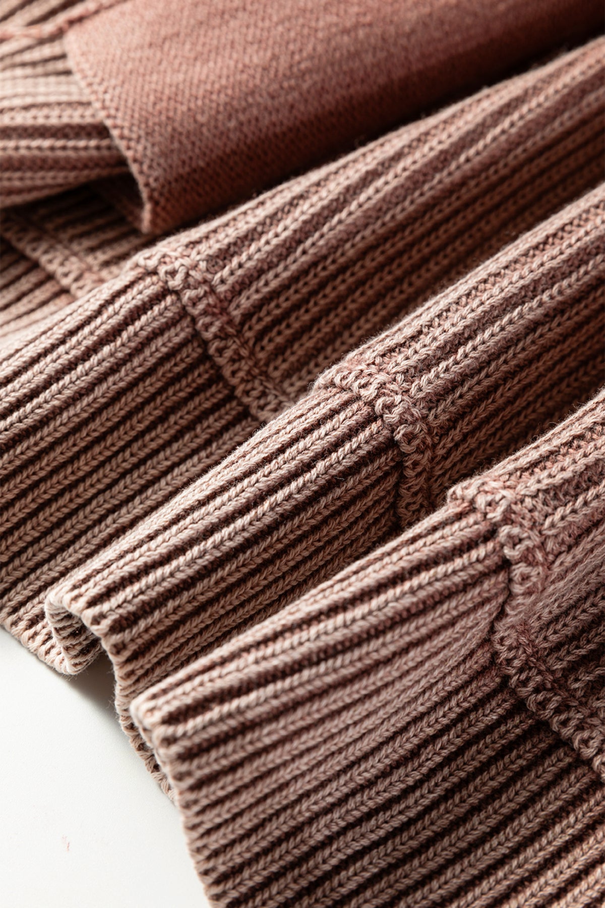 Dark Brown Mineral Wash Exposed Seam Patchwork Knit Open Sweater Cardigan