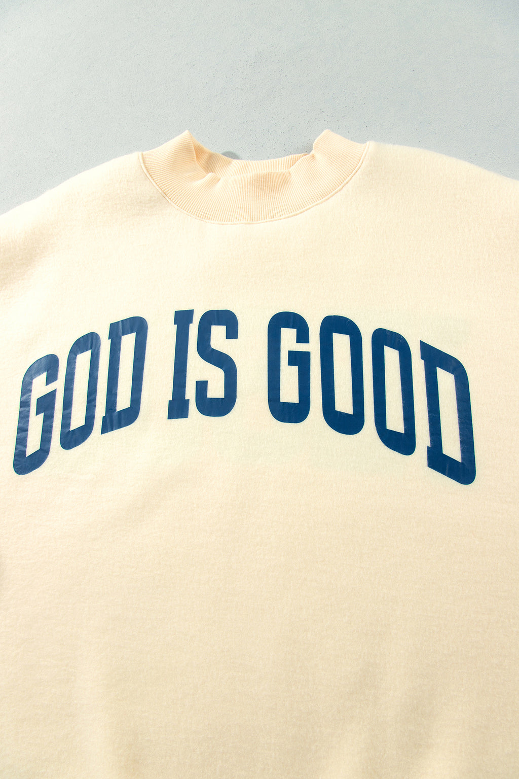 Light Grey Jesus Slogan Stand Neck Long Sleeve Oversized Tunic Plus Size Sweatshirt