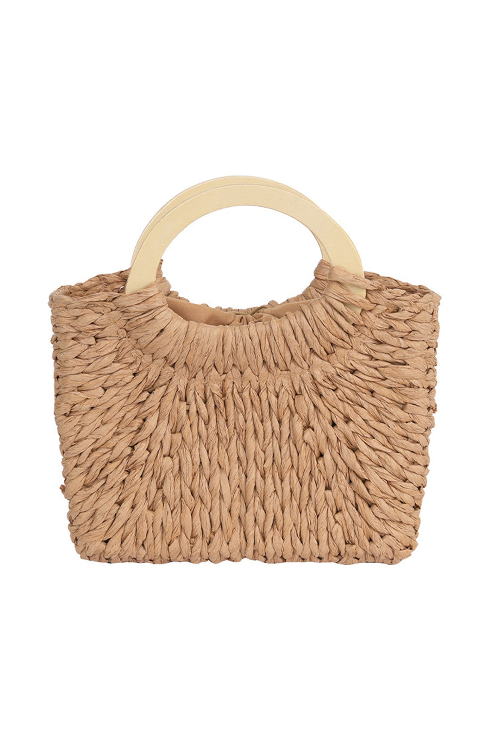 Camel Retro Straw Woven Handle Bag