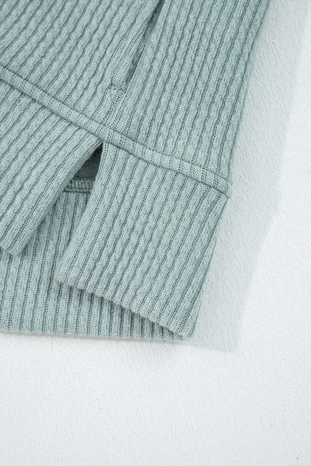 Clearly Aqua Ribbed Drop Shoulder Knit Hoodie