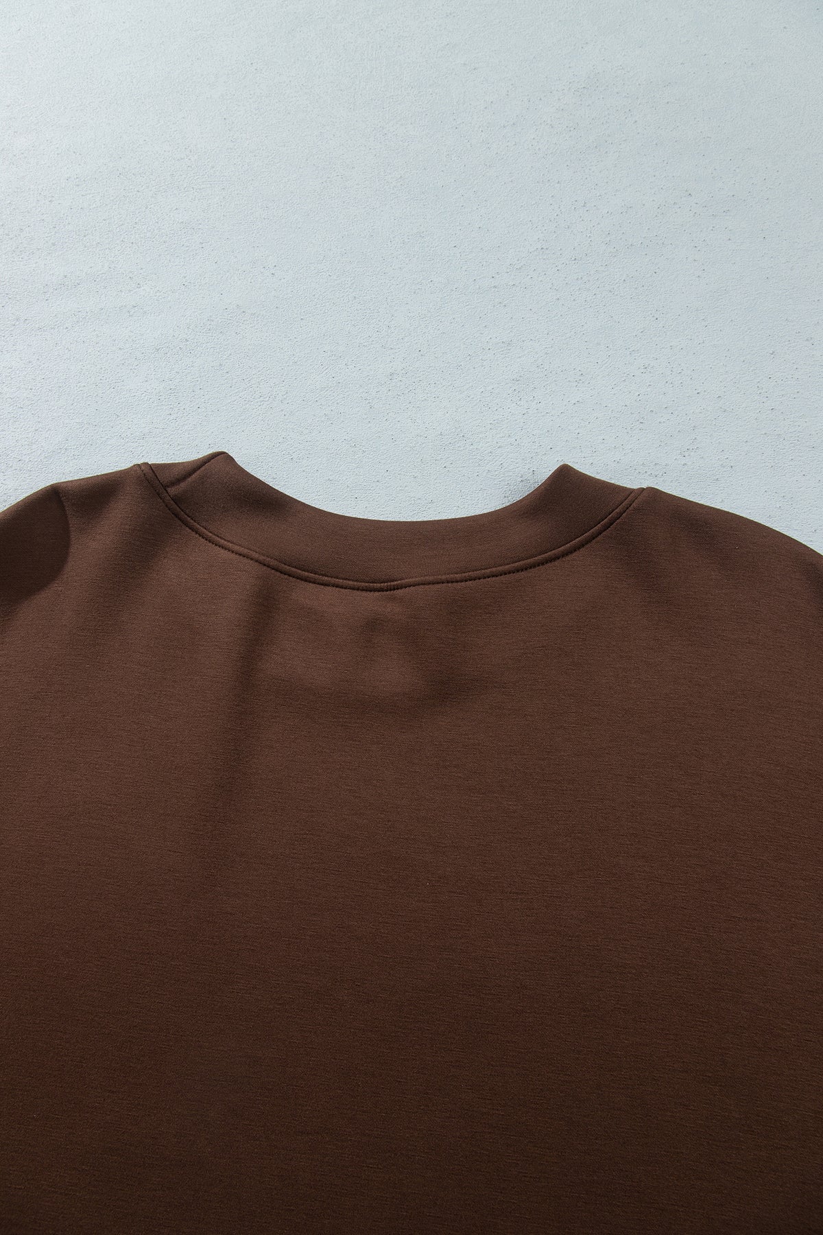 Coffee Mock Neck Camo Patchwork Drop Shoulder Plus Size Sweatshirt